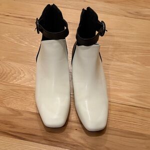 Chic White and Black Ankle Boots